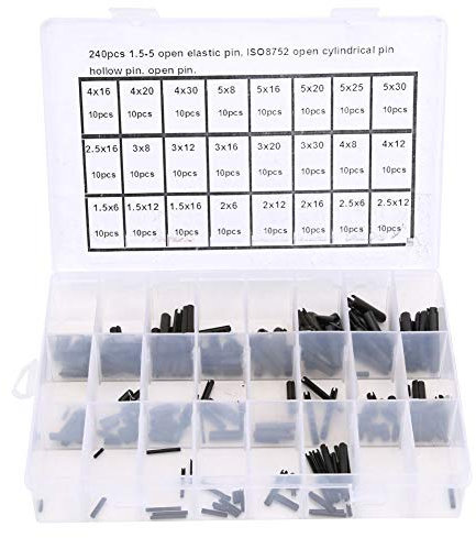 Goupille Cylindrique élastique, 240 Pièces Goupille Cylindrique élastique en Acier au Carbone Pièces Auxiliaires de Positionnement Creuses 1.5-5
