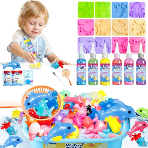 Balakaka Magic Water Elf con 6 Gel Colorati, Kit Creativo 3D Magic Gel con 12 Formine, Giocattolo Acquatico Fatto a Mano Regalo per Bambini 5 6 7 8 9