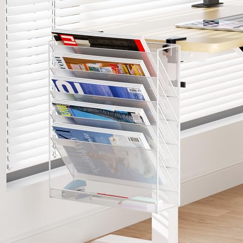 DESKORGA Organizador de archivos sin taladrar, soporte A4 y suministros de oficina, almacenamiento de revistas y pancartas de pared