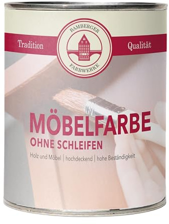 Bamberger Farbwerke Möbelfarbe ohne Schleifen matt (Kreidefarbe für Holz & Metall) (Rapsgelb matt, 750ml)