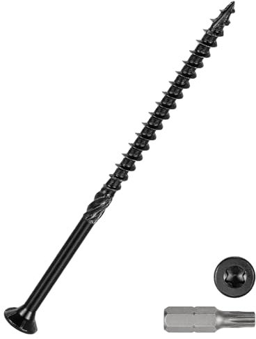DTGN #10x4 Deck Screws - 50Pack - Good for Decks, Fences, Frames, Farms, Outdoor Furniture - Carbon Steel Wood Screws Decking Screws Epoxy Coated W/ T25 Torx Star Drive Bit - Black