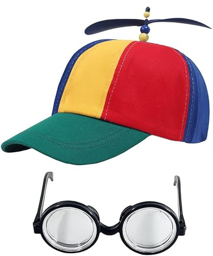 Gorro de hélice, gorra divertida con gafas para mujer, hombre y niños, gorra de béisbol para carnaval, fiestas y cosplay, tamaño ajustable