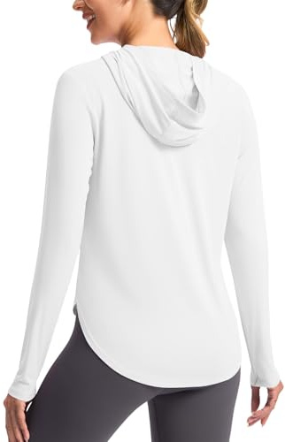 Mrat Sweat à capuche avec protection UV UPF 50+ pour femme avec trous pour les pouces - Haut léger à séchage rapide - T-shirt de sport d'été à manches longues - T-shirt de performance pour randonnée