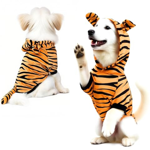 Puluole Costume di Halloween per cani, abbigliamento per animali domestici, cosplay, tigre, cappotto per gatto, abbigliamento per cani e gatti (M)