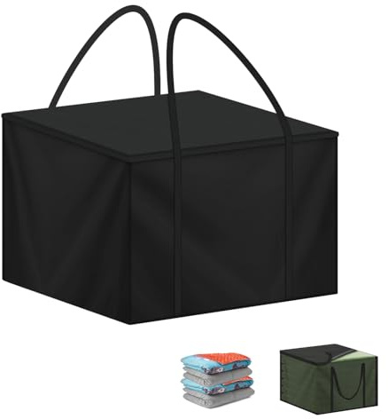 LAMUNI Bolsa de Almacenamiento Cuadrada 80x80x60cm Bolsa de Cojín para Exteriores, 420D Tela Oxford Funda Cojines Jardin Exterior Impermeable Bolsa para Guardar Cojines con Asa de Transporte