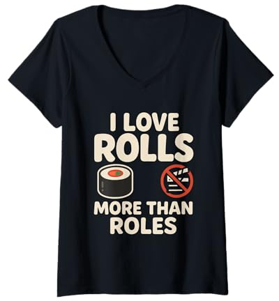 Mujer Rollos para Amantes del Sushi, Palillos Nigiri, Regalo para fanáticos Camiseta Cuello V