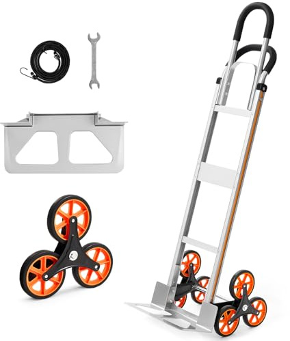 VEVOR 2 in 1 Aluminum Hand Truck 650 lbs, Convertible Hand Truck with 6 Wheels & Dual Handles, Integrated Frame Multipurpose Stair Climber for Home Shopping Moving Warehouse