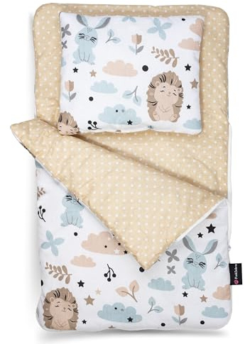 PinkZebra Saco de dormir para muñecas de doble cara, juego de 2 piezas para cama de muñecas pequeñas, ropa de cama de muñecas de algodón para muñecas, ropa de cama de muñecas con cojines para cama de