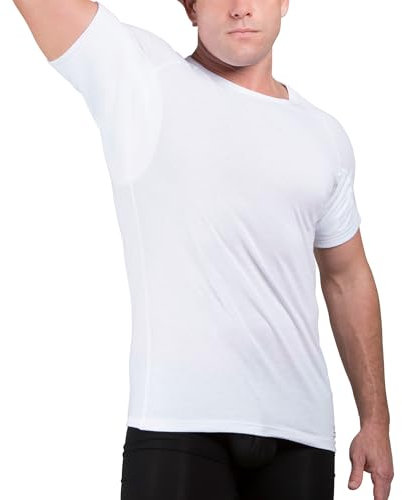 Ejis Schweißabwehr-Unterhemd | Rundhalsausschnitt | Achselschweißsichere Baumwolle (XL, Weiß)