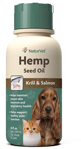 NaturVet Hemp Seed Oil Krill and Salmon, 8 oz. Liquid, Made in The USA