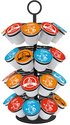 SHURFFY Coffee Pod Carousel Holder,Compatible with K-Cups Organizer Compatible with 36 Cup Pods,Spins 360-Degrees