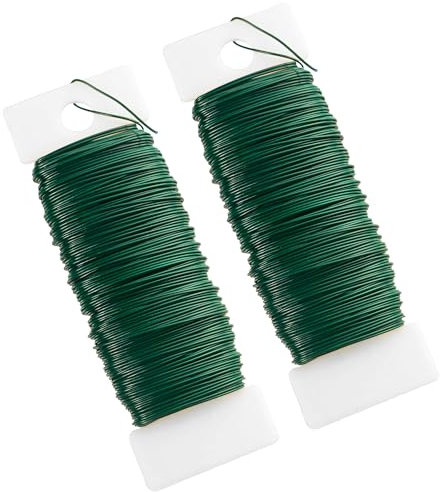 2 Pack Green Florist Wire for Wreath Making, 22 Gauge Green Floristry Wreath Wire Christmas Floral Binding Wires Flexible Paddle Crafting Wires for Wreaths Making Garden Flower Arrangements Craft