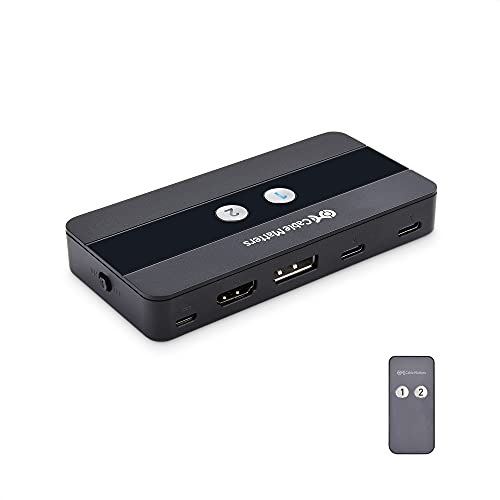 Cable Matters Dual 4K 60Hz USB C KVM Switch Dual Monitor/KVM Switch HDMI, DisplayPort & 4x USB 3.0 - Remote Control Thunderbolt 4 USB4 Compatible for MacBook Pro, XPS (Host Charging Not Supported)