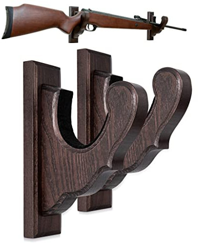 TESLYAR Holz Gewehrhalter Wandhalterung, Wenge Hartholz, Wandhalterung 17x12x4,5 cm (Kaffee) - Waffenaufbewahrung & Ausstellung