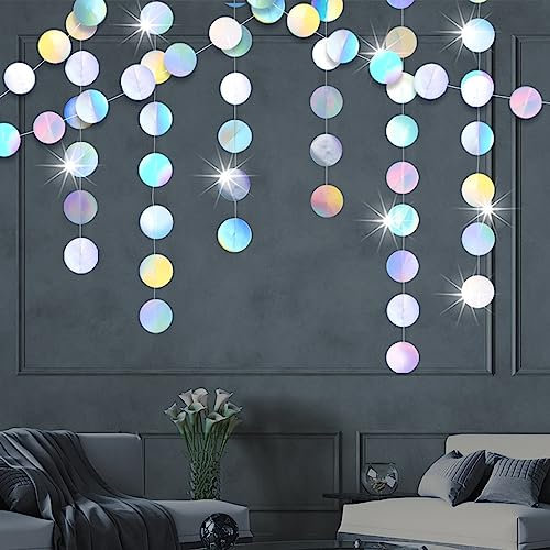 JOYOLA 2 Stück 4M Papier Girlande Bunt, Papier Girlande Glitzer Runde Kreis Banner, Glitzerpulver luftschlangen, für Birthday Decorations, Deko Karneval, Geburtstag Hochzeit