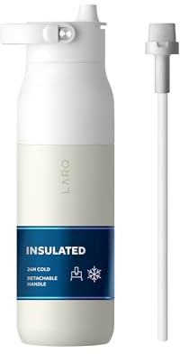 LARQ Bouteille Swig Top 680ml – Bouteille d’eau isolée en acier inoxydable avec paille intégrée | Large goulot | Garde l'eau froide | Gourde réutilisable pour le sport et les voyages | Granite White