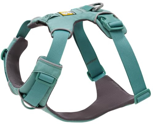 RUFFWEAR Front Range Extra Large Reflective Y Harness, Adjustable Comfortable Padded Dog Walking Harness with 2 Lead Attachments & V Ring, L/XL, River Rock Green