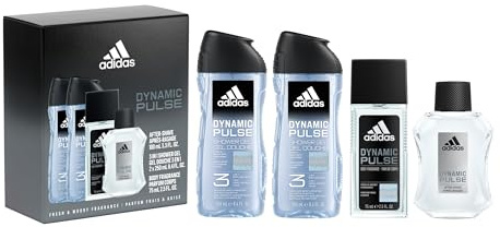 adidas Dynamic Pulse 4 Piece Gift Set with Notes of Mint, Apple and Wood, Male Fragrance, Durable and Sporty