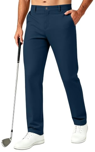 Boyzn herr golfbyxor med 5 fickor lätt stretch snabbtorkande casual resa arbete klänning byxor, marinblå, 32W / 32L
