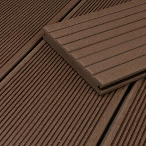 HORI BPC Terrassendiele Braun | Terrassenplatten | beidseitig verwendbar | Terrassenboden | Dielen | BPC Holzfliesen | Terrasse Garten Balkon | Vollprofil | Dielenlänge: 2900 x 145 x 20 mm
