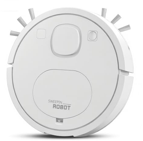 Robot Vacuum Cleaner Cordless USB-C Rechargeable, 55dB Quiet, 50min Runtime, 250g Lightweight for Desk/Carpet/Pet Hair - White