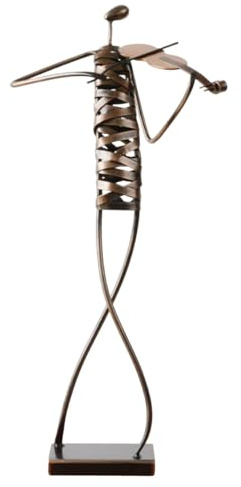 HAUCOZE Statua Violino Figurina Musicista Scultura Moderna Decorazione Arte Musicale Regalo per Casa Soggiorno Ufficio Metallo 46cm