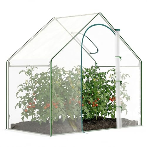 Outsunny Invernadero Pequeño, Invernadero de Exterior con Ventana y Puerta con Cremallera, Marco de Acero, Cubierta de Plástico Impermeable Anti-UV para Cultivar Plantas, 180x100x168 cm, Transparente