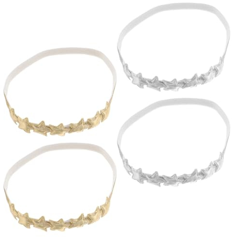 BESTOMZ Fasce per Chioma Bambina Protezione Delicata la Testa 4 Pezzi con Stella a Cinque Punte, Cerchietti Glitterati per Neonate per Uso Quotidiano e Feste