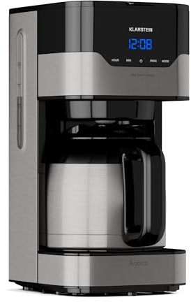 Klarstein Macchinetta Caffe Espresso 1.2L, Macchina da Caffè a Cialde, Caffè Macinato e Filtrato, Macchina Caffe Barista da 10 Tazzine con Filtro, In Acciao Inox per Caffè Caldo e Freddo, 800W