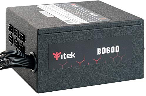 Itek Alimentatore per PC BD600-600 Watt, Ventola HDB Hydraulic Dynamic Bearing da 12 mm, Protezione PFC attiva, Convertitore Switching DC to DC