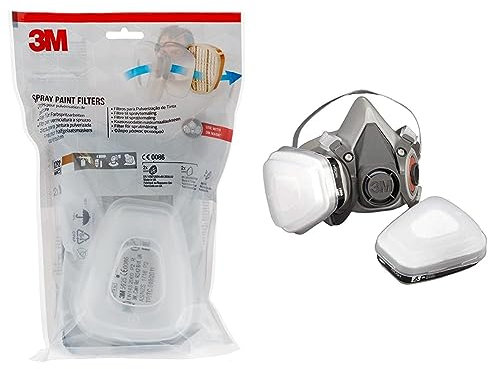 3M 6002 CR Ersatzfilter für Farbspritzarbeiten 6002CR – 1 Filter mit Doppel-Atemventil & Mehrweg-Halbmaske 6100 (Maskenkörper ohne Filter), Größe S, Atemschutz, 1 Stück