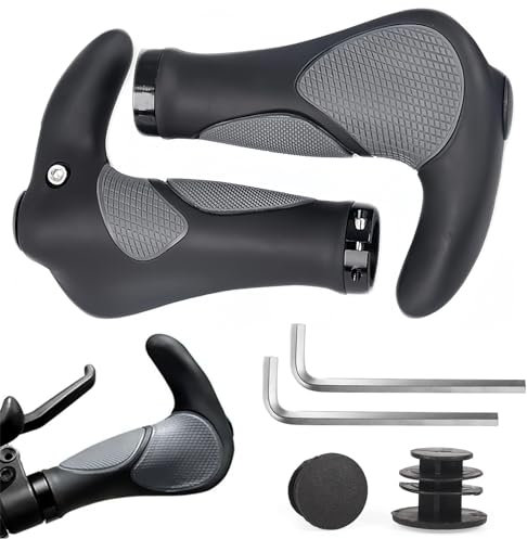 Fahrradgriffe Horn Lenkergriffe rutschfest Fahrradgriffe Ergonomisch 22mm Gummi Mountainbike Lenker Beidseitiges Verriegelungsdesign Geeignet für Fahrräder, Mountainbikes