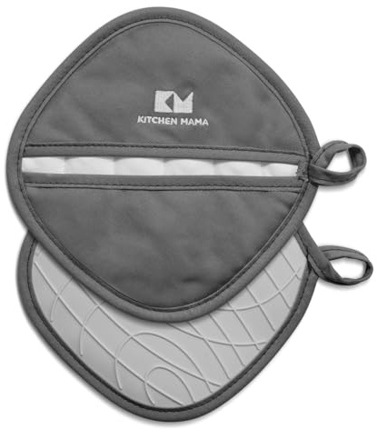 Kitchen Mama 2PCS Silicone Pot Holders, Metal Grey