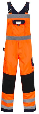 CraftGear Personalisierte Arbeitslatzhose Herren – Reflektierende Latzhose Lang Arbeitshosen Männer mit Hosenträger für Outdoor (DE/NL/SE/PL, Numerisch, 50, Regular, Regular, Personalisierte Orange)