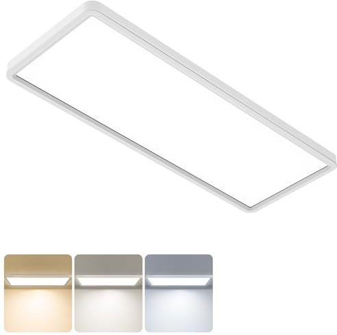 slochi LED Deckenleuchte Flach mit Fernbedienung,32W 3000LM Deckenlampe Dimmbar 3000K-6500K, Schlafzimmer Lampe für Wohnzimmer Kinderzimmer Badezimmer Küche Flur 58x22x30cm