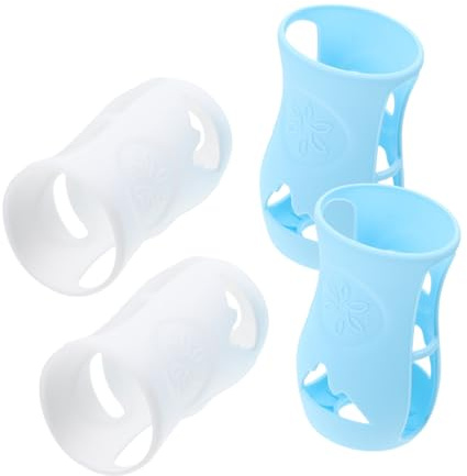 BRIGHTFUFU 4 Stück Teiliges Babyfläschchen Silikonhülle Weich Rutschfest Fallschutz Flaschenschutz Atmungsaktiv Wiederverwendbar für Sichere Babyflaschenpflege Zufällige Zufällige Farbe