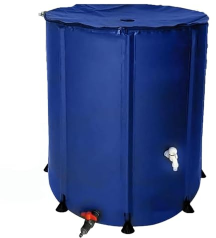 Serbatoio dell'acqua pieghevole – Sistema portatile per la pioggia con parte superiore in rete, supporto per becco, rubinetto e copertura con cerniera per una raccolta efficiente dell'acqua da
