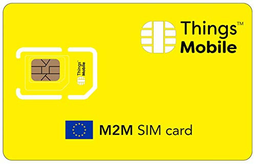 Tarjeta SIM M2M Europa - Things Mobile con Cobertura Global y Red Multi-Operador GSM/2G/3G/4G LTE, sin costes fijos, sin vencimiento y con tarifas competitivas, con 10 € de crédito Incluido