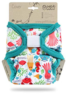 Petit Lulu Größe 2 PUL Überhose (5-16 kg) | Klett | One Size Windelüberhose | Baby Windelhose | Waschbar & Wasserdicht | Stoffwindeln | Hergestellt in EU (Lagune)