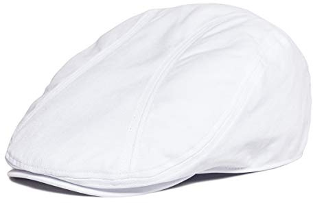 BOTVELA Men Cotton Twill Newsboy Flat Ivy Driving Hat Fitted Cap (White, 7 5/8)