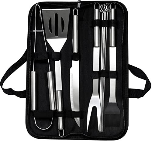 LaDonna 10 Piece BBQ Accessories, BBQ Grill, Barbecue Accessories, BBQ Utensil Set | BBQ Tool Set & Case Charcoal BBQ | Camping Utensils Set, Camping Accessories, Utensil Set BBQ Tools Gifts for Men