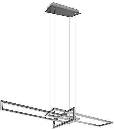 TRIO, Sospensione, Salinas incl. 1 x LED,SMD,34,0 Watt,3000K,4200 Lm. Finitura: Metallo, Nichel opaco L:110,0cm, L:40,0cm, A:150,0cm Dimmerabile tramite interrutto,