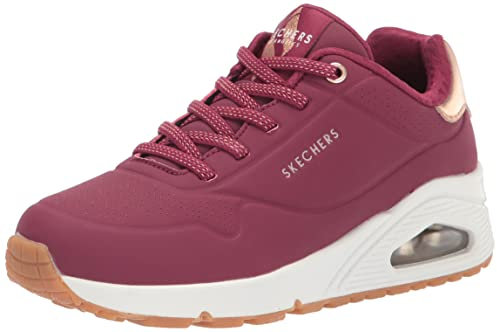 Skechers Women's Uno - Shimmer Away Sneaker, Red (Burgundy), 6 UK Wide