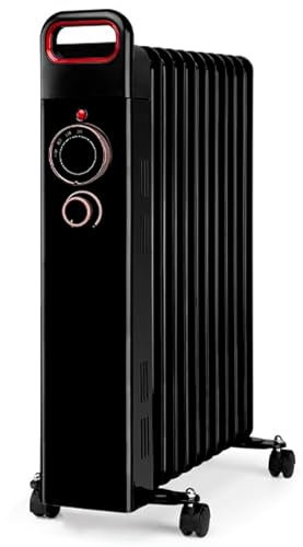 Radiador de aceite 11 elementos 2500W RUN2500, Termostato regulable, negro