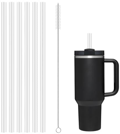 Bimhayuu Strohhalme 31cm Wiederverwendbare Klare Hartplastik Strohhalme ohne BPA transparente Ersatz Trinkhalme für 40/30 Unzen Glas und Becher langlebig und super hitzebeständig (1 Set)