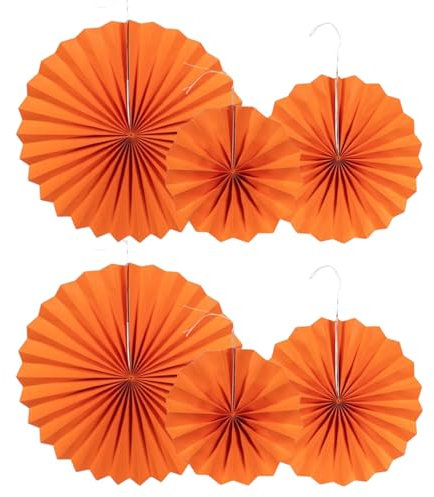 Papierfächer, 6 Stück Seidenpapier Pompons, Deko Gartenparty, Dekorpapier Blumenpuscheln Papier, für Hochzeit Geburtstag Sommer Tischdeko Gartenparty, Orange Farbe