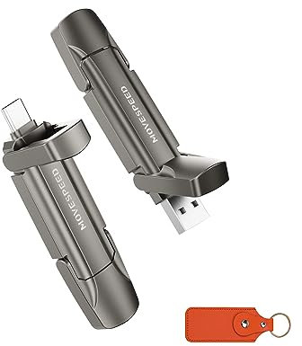 MOVE SPEED 128GB USB C Stick – Hochgeschwindigkeits-USB Stick mit 1.000 MB/s, USB 3.2 Gen2 und Typ-C Dual, Mit Schlüsselanhänger und Ledertasche