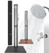 Arebos Solardusche 60 L & Bodenelement Anthrazit | mit Handbrause & Thermometer bis zu 60°C Pooldusche runder Duschkopf Snap-In Technologie Inkl. Abdeckhaube I Schwarz-Silber