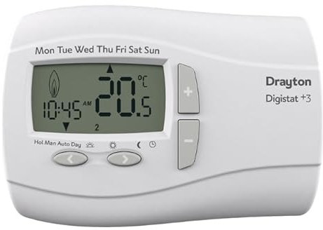 Drayton 22092 White Digistat +3RF (Supersedes +1RF/+2RF) Wireless Programmable Room Thermostat - Hanicks