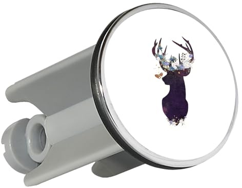 Huuraa Waschbeckenstöpsel Hirsch Silhouette 4cm höhenverstellbar Abflussstopfen Geschenkidee